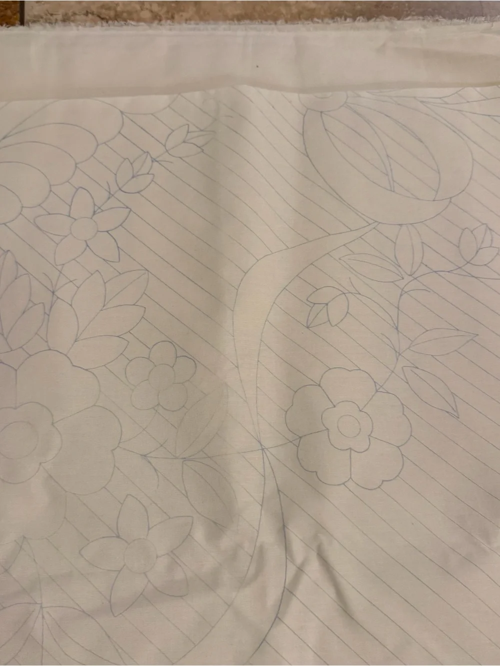 Benartex Pre-Printed Wholecloth Quilt Top #782 Garden Bouquet Natural White VTG